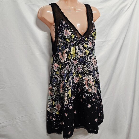 Free People Intimately Free Longwood Printed Slip Dress Size M Black - Picture 12 of 15